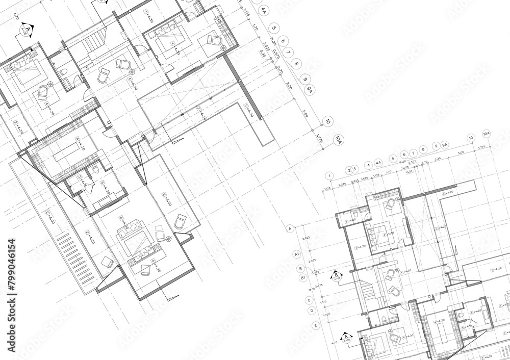 Floor plan designed building on the drawing.