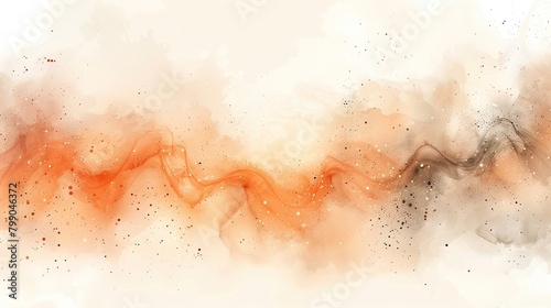 Abstract watercolor background with orange and brown waves.
