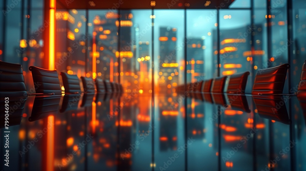 Abstract blurred business background with conference hall and office buildings. Generative ai