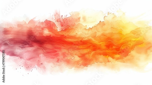 Abstract watercolor painting. Colorful brushstrokes. Red, orange, yellow and pink colors.