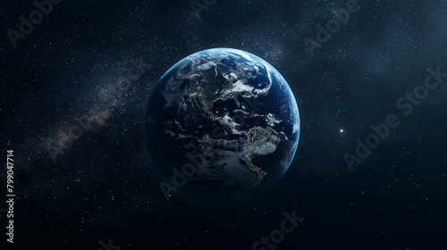 Nightly planet earth in dark outer space