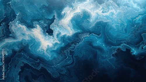 Abstract blue and white fluid painting. photo