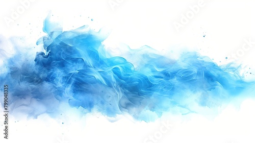 Blue watercolor splash abstract background. Creative watercolor hand drawn backdrop.