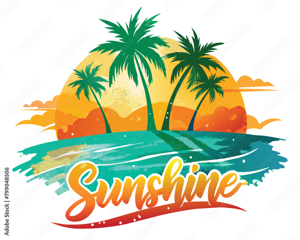 T-shirt summer beach design sun sand background