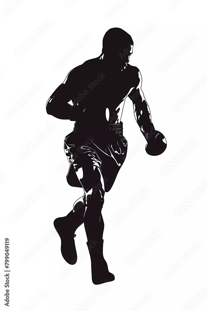 Silhouette of male boxing athlete on isolated white background. vector illustration. Silhouette of male boxing athlete on isolated white background. vector illustration.