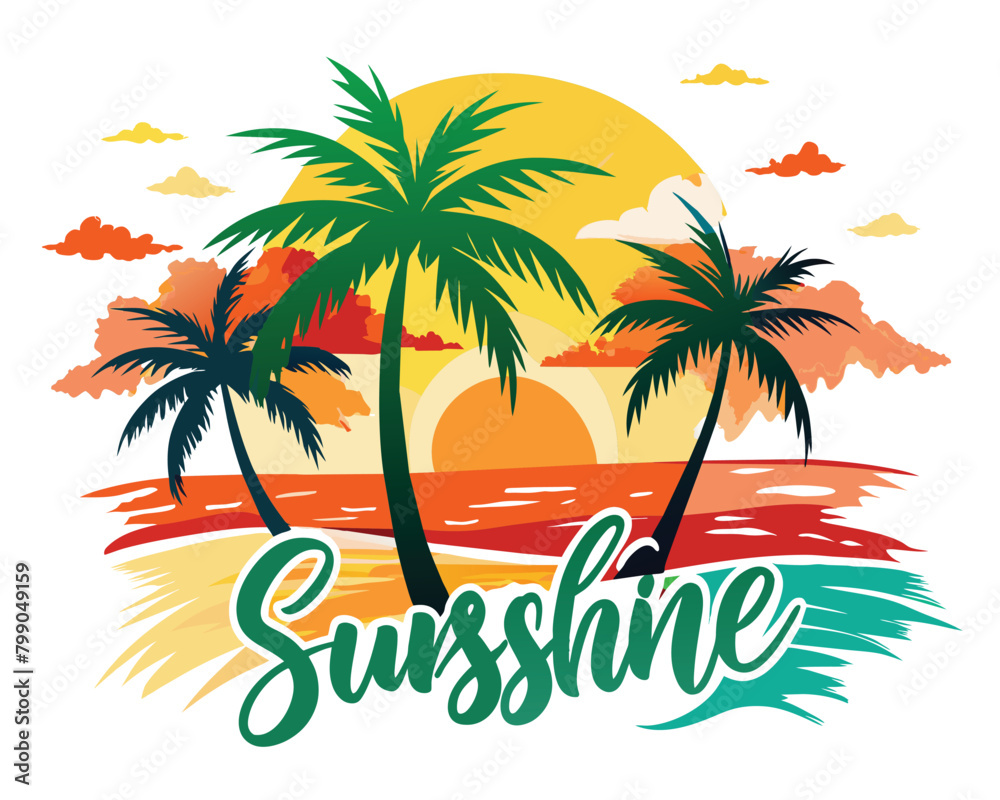 T-shirt summer beach design sun sand background