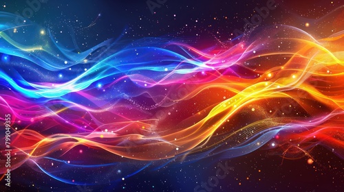 Colorful Abstract Background With Waves and Stars