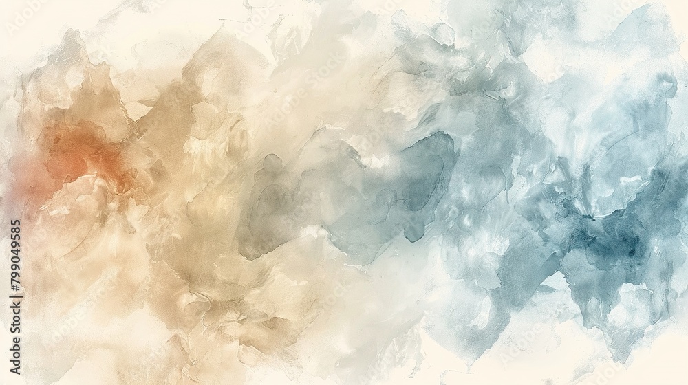 Obraz premium Abstract watercolor painting in neutral colors. Soft beige and blue tones. Delicate and airy. Perfect for backgrounds, wallpapers, and other design projects.