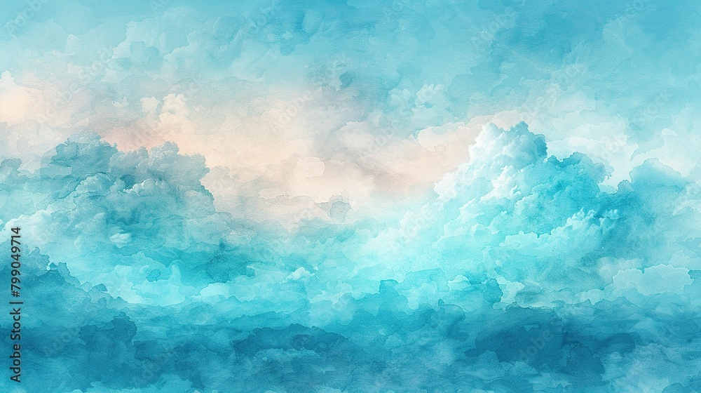 Blue and white watercolor cloudscape painting.
