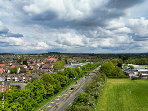 Aerial View of Stapleford Countryside Landscape of British Village Nottingham  England UK. April 26th 2024