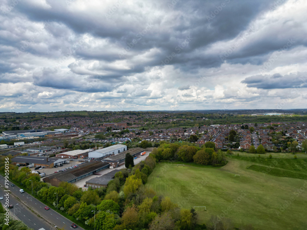 Aerial View of Stapleford Countryside Landscape of British Village Nottingham, England UK. April 26th 2024