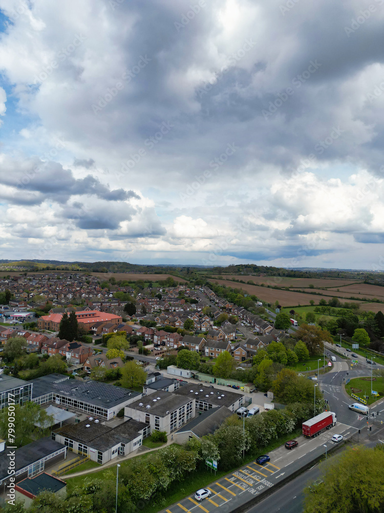 Aerial View of Stapleford Countryside Landscape of British Village Nottingham, England UK. April 26th 2024