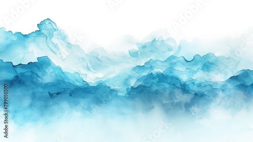 Abstract blue watercolor background. Soft watercolor stains with brush strokes.