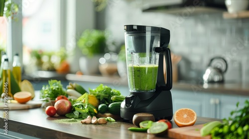 Home-blended green detox smoothie. Kickstart your day with health