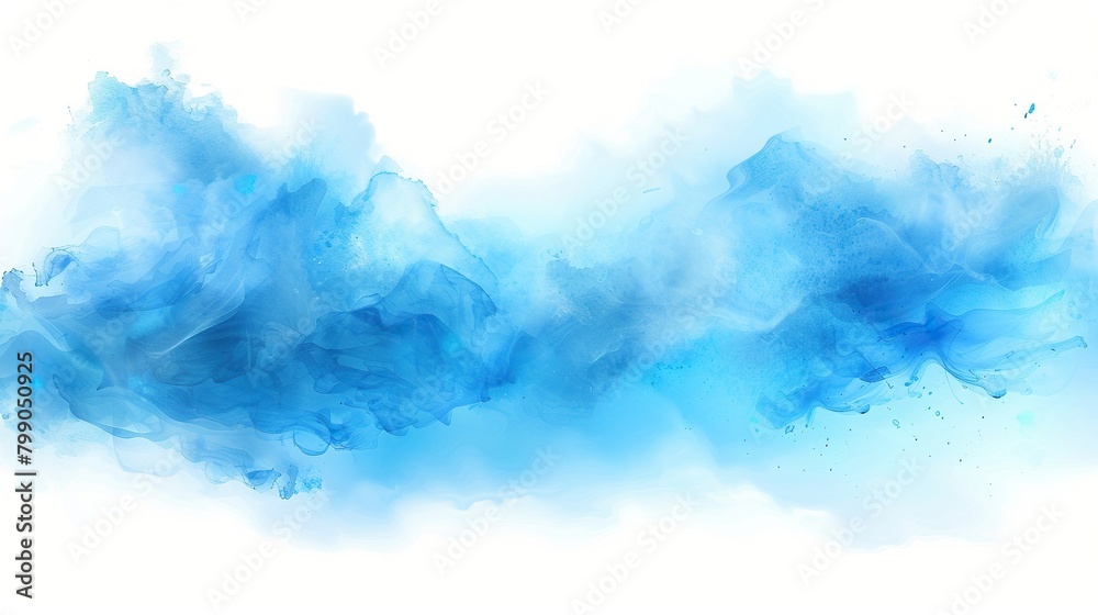 Blue watercolor. Abstract painting. Colorful brushstrokes.