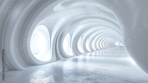 Long Tunnel With White Walls and Windows