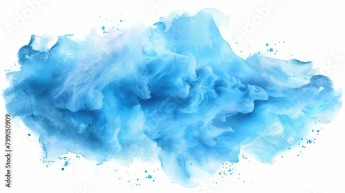 Abstract blue watercolor background. Hand drawn watercolor stain.