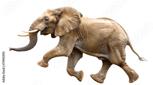 Majestic African elephant in motion. Detailed wildlife photography. Perfect for educational and creative projects. Realistic animal depiction with a clear background. AI © Irina Ukrainets