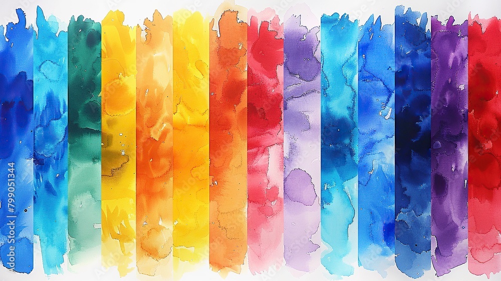 Abstract watercolor background. Colorful rainbow watercolor. Watercolor brush strokes.