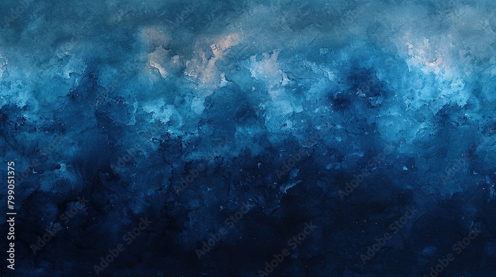 Abstract blue watercolor background with light splashes.