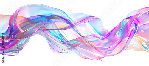 Colorful abstract background with wavy ribbons of liquid metallic colors on white, vector illustration