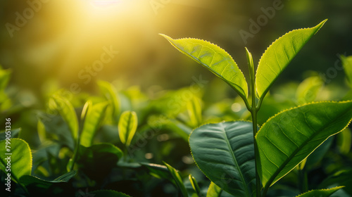 Warm sunrays filter through vibrant green leaves symbolizing growth and new beginnings