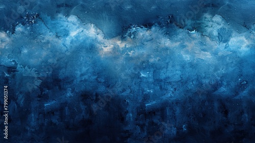 Abstract blue watercolor background with dark blue grunge texture.