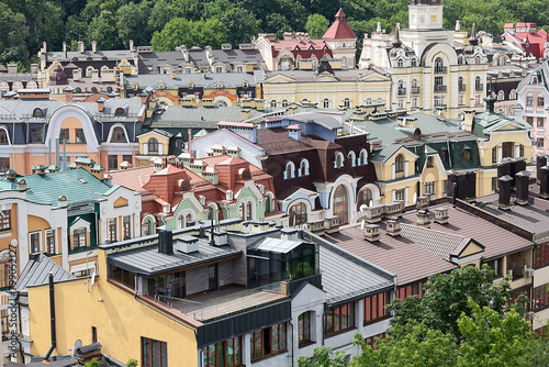 Colorful houses in a classic style from above photo