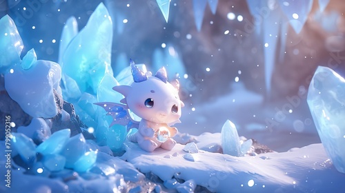 Cute ice dragon character photo