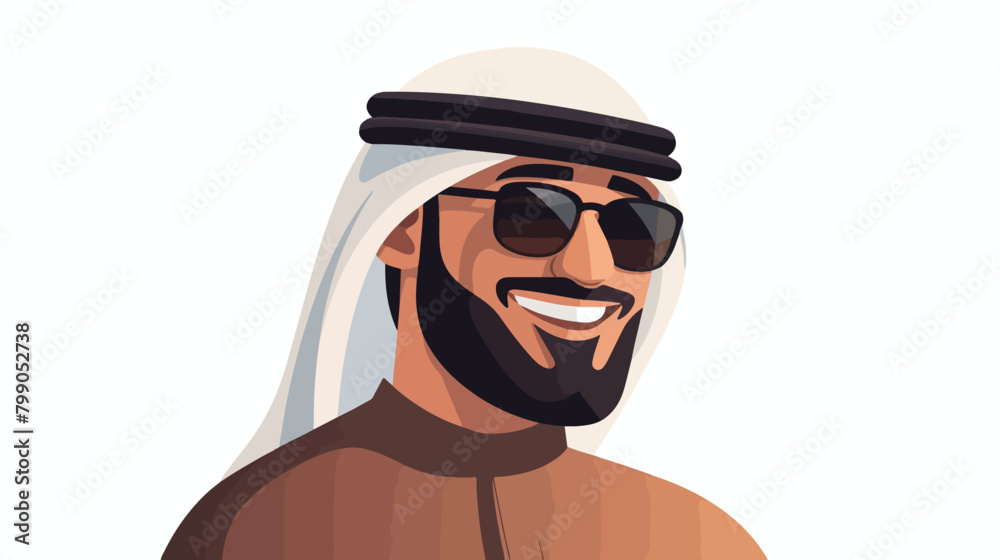Muslim Arab man in modern outfit and sunglasses. Sa