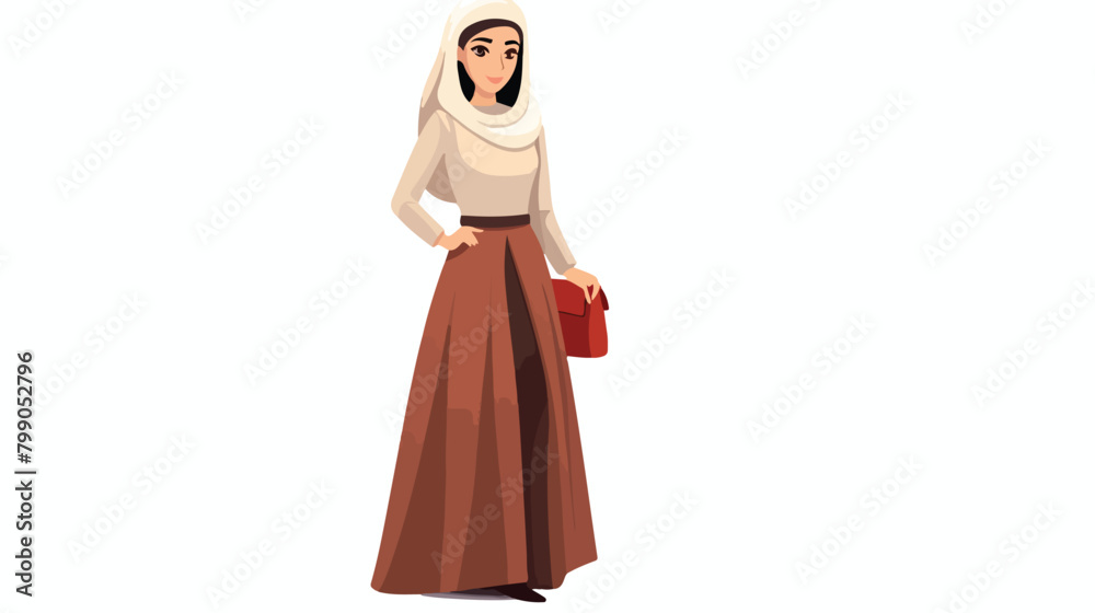 Muslim Arab woman wearing hijab and skirt. Modern A