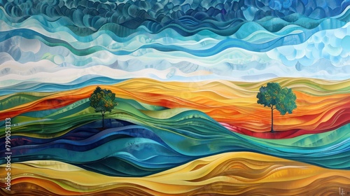 Vibrant Landscape With Trees