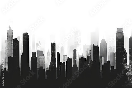 City Silhouette  Cityscape  Urban Landscape Drawing Imitation  Building Silhouettes  Copy Space