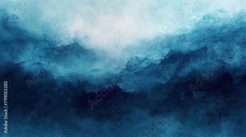 Abstract blue watercolor background. Deep blue sea with white foam.