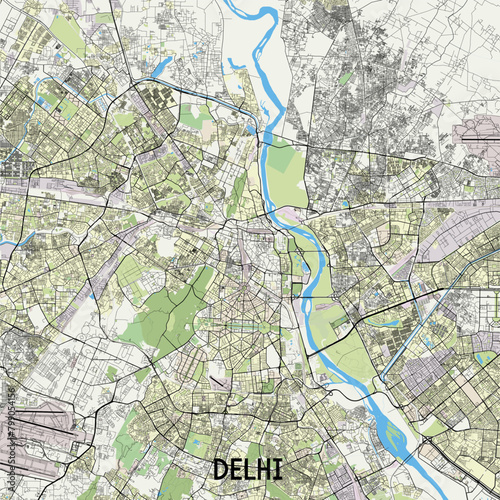 Delhi, India map poster art
