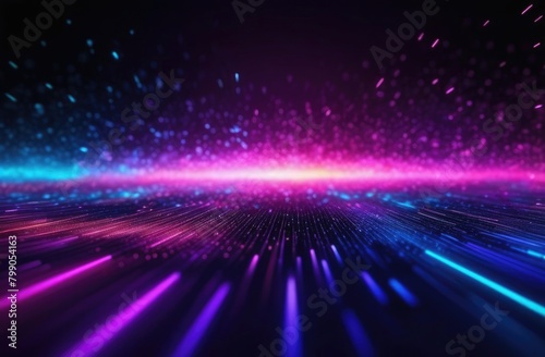 Neon particles abstract background free space for text 