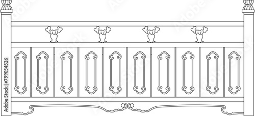 Detailed vector sketch illustration of an old vintage classic traditional ethnic fence railing © achmad