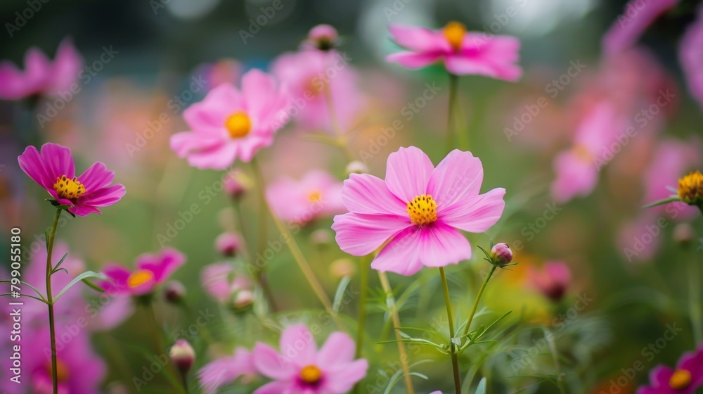 Many pink blooms in field Many pink blooms in field