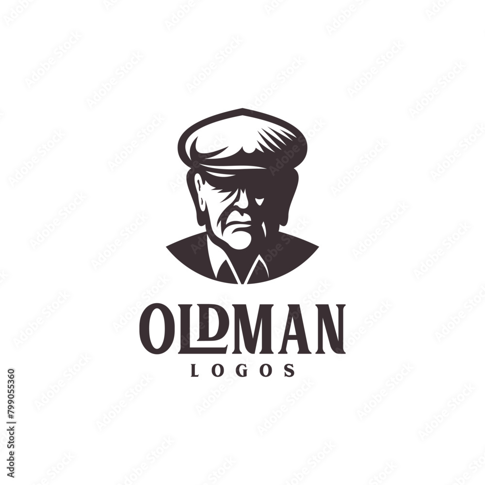 old man's head illustration logo