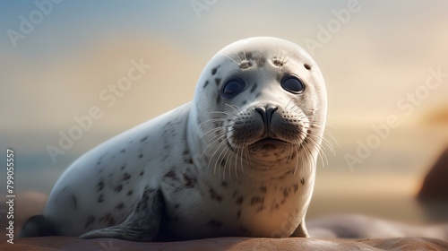 Baby seal (Halichoerus grypus) on the beach photo