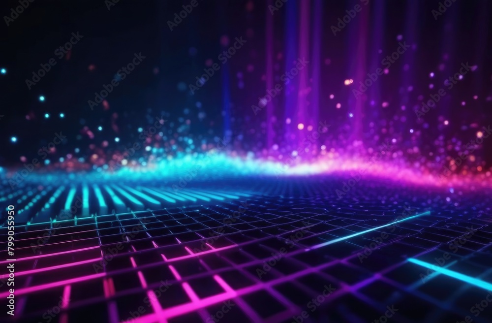 Neon particles abstract background free space for text	