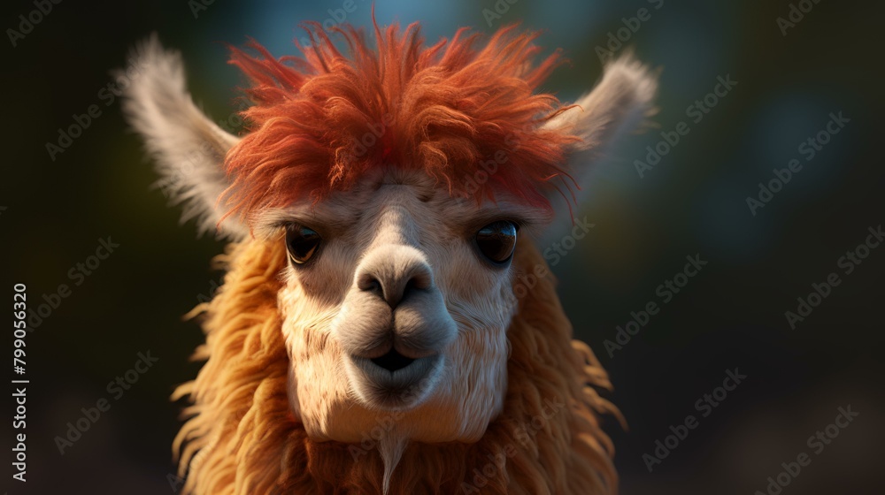 Fototapeta premium close up of a red alpaca