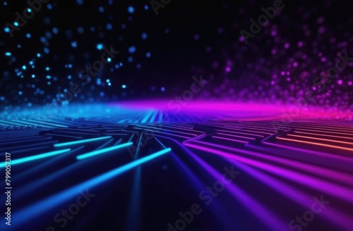 Neon particles abstract background free space for text 