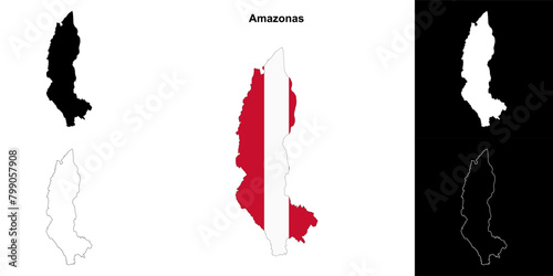 Amazonas region outline map set photo