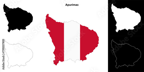 Apurimac region outline map set photo
