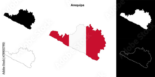 Arequipa region outline map set photo