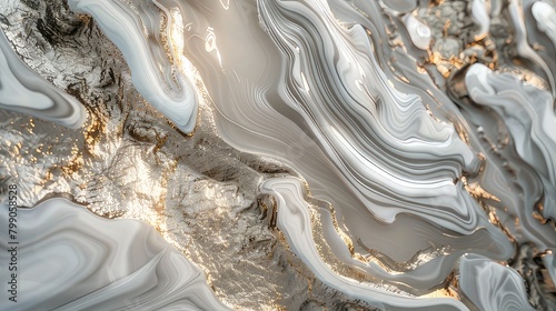 Enchanting Fluidity Background Motion of White Metallic Fluid Art Captivates with Swirling Patterns and Dynamic Movements

