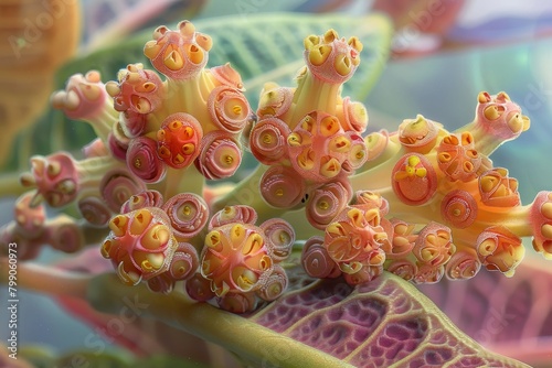 A Fantasy Non-Existent Plant Swietenia Macrophylla Botanical Illustration, Swietenia Flower photo