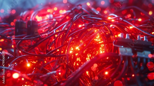Tangled wires glowing hot, the complexity of anger in 3D photo