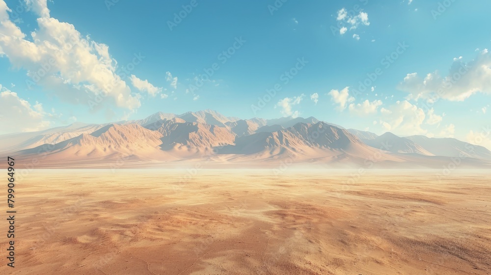 Craft an image depicting a desert mirage shimmering on the horizon